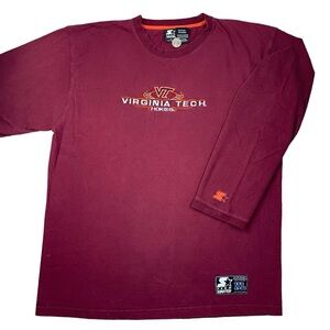 VTG STARTER Virginia Tech Hokies Long Sleeve Embroidered Maroon Men’s t-shirt XL